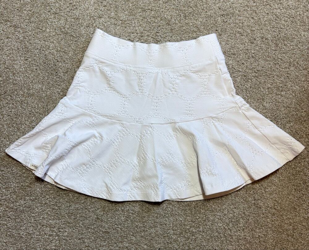 L'Etoile Sport White Lace A-Line Tennis Skort Eyelet Luxury XS